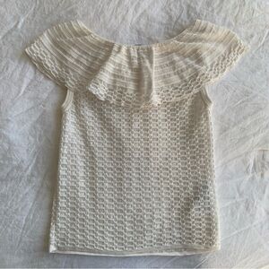 Vintage Missoni Cotton Textured Mesh Off Shoulder Blouse Top White